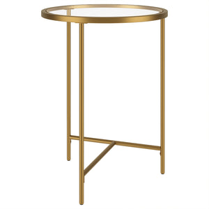 Homeroots 24" Gold And Clear Glass And Steel Round End Table   543831