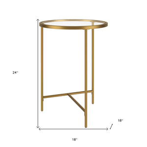 Homeroots 24" Gold And Clear Glass And Steel Round End Table   543831