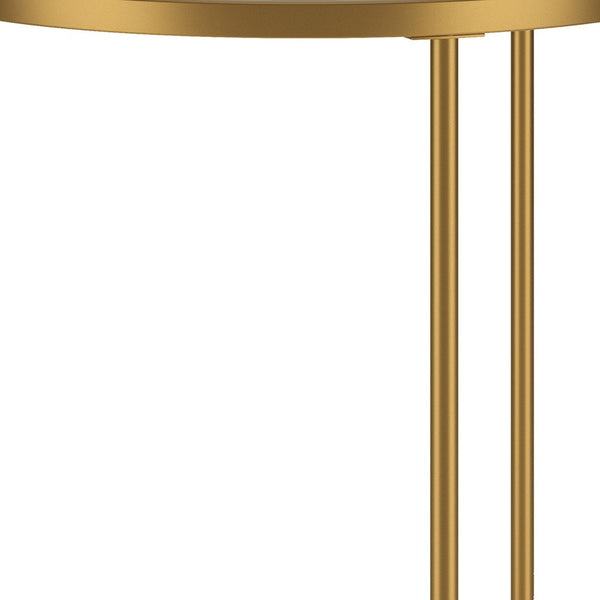 Homeroots 24" Gold And Clear Glass And Steel Round End Table   543831