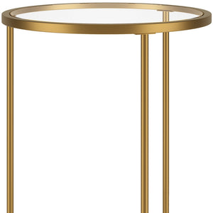 Homeroots 24" Gold And Clear Glass And Steel Round End Table   543831