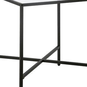 Homeroots 22" Black And Clear Glass And Steel Square End Table   543835