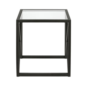 Homeroots 22" Black And Clear Glass And Steel Square End Table   543838