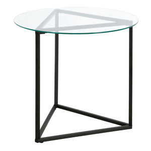 Homeroots 22" Black And Clear Glass And Steel Round End Table   543840