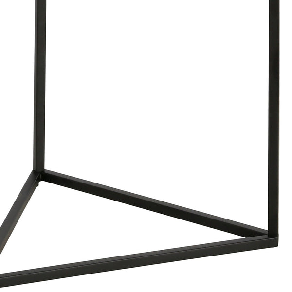 Homeroots 22" Black And Clear Glass And Steel Round End Table   543840