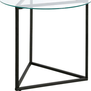 Homeroots 22" Black And Clear Glass And Steel Round End Table   543840