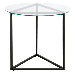 Homeroots 22" Black And Clear Glass And Steel Round End Table   543840