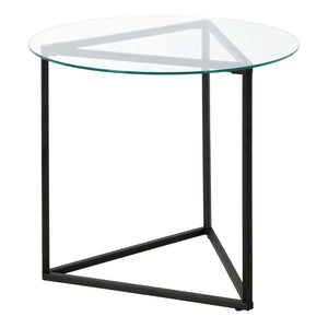 Homeroots 22" Black And Clear Glass And Steel Round End Table   543840