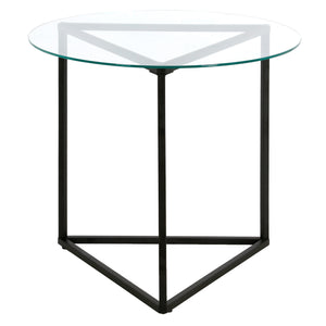 Homeroots 22" Black And Clear Glass And Steel Round End Table   543840