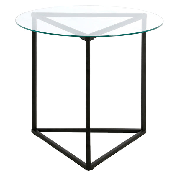 Homeroots 22" Black And Clear Glass And Steel Round End Table   543840