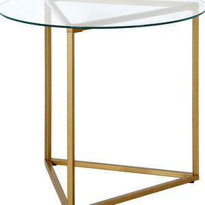 Homeroots 22" Brass And Clear Glass And Steel Round End Table   543841