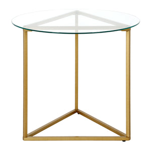 Homeroots 22" Brass And Clear Glass And Steel Round End Table   543841
