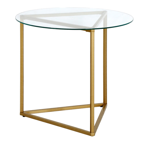Homeroots 22" Brass And Clear Glass And Steel Round End Table   543841