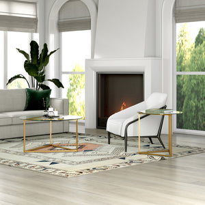 Homeroots 22" Brass And Clear Glass And Steel Round End Table   543841