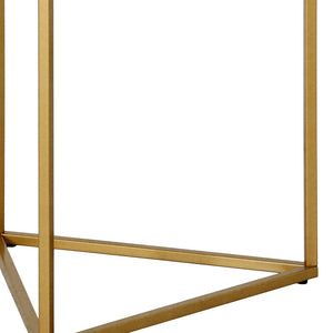 Homeroots 22" Brass And Clear Glass And Steel Round End Table   543841