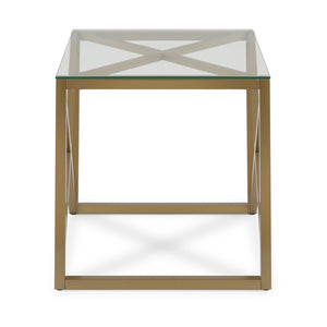Homeroots 22" Brass And Clear Glass And Steel Square End Table   543843
