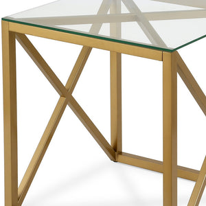 Homeroots 22" Brass And Clear Glass And Steel Square End Table   543843
