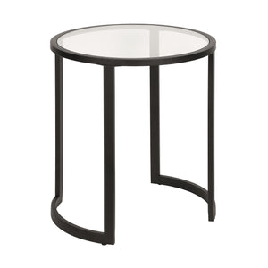 Homeroots 22" Black And Clear Glass And Steel Round End Table   543845