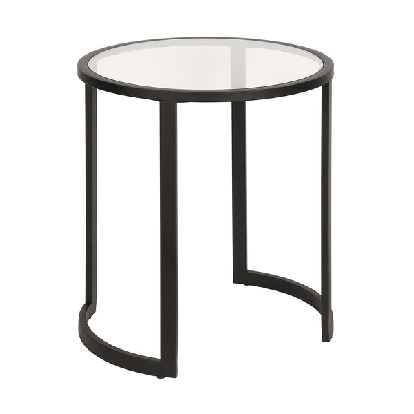 Homeroots 22" Black And Clear Glass And Steel Round End Table   543845
