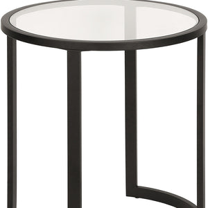 Homeroots 22" Black And Clear Glass And Steel Round End Table   543845