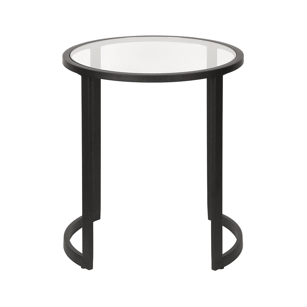 Homeroots 22" Black And Clear Glass And Steel Round End Table   543845