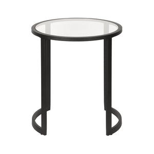 Homeroots 22" Black And Clear Glass And Steel Round End Table   543845