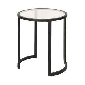 Homeroots 22" Black And Clear Glass And Steel Round End Table   543845