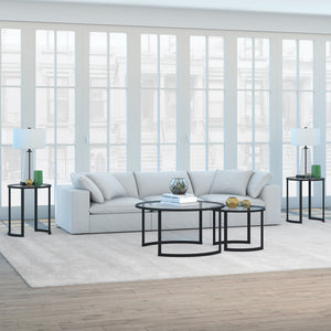 Homeroots 22" Black And Clear Glass And Steel Round End Table   543845