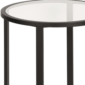 Homeroots 22" Black And Clear Glass And Steel Round End Table   543845