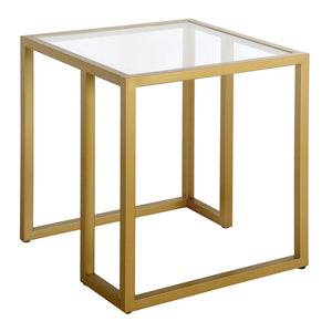 Homeroots 22" Brass And Clear Glass And Steel Square End Table   543846