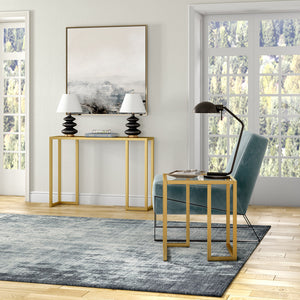 Homeroots 22" Brass And Clear Glass And Steel Square End Table   543846