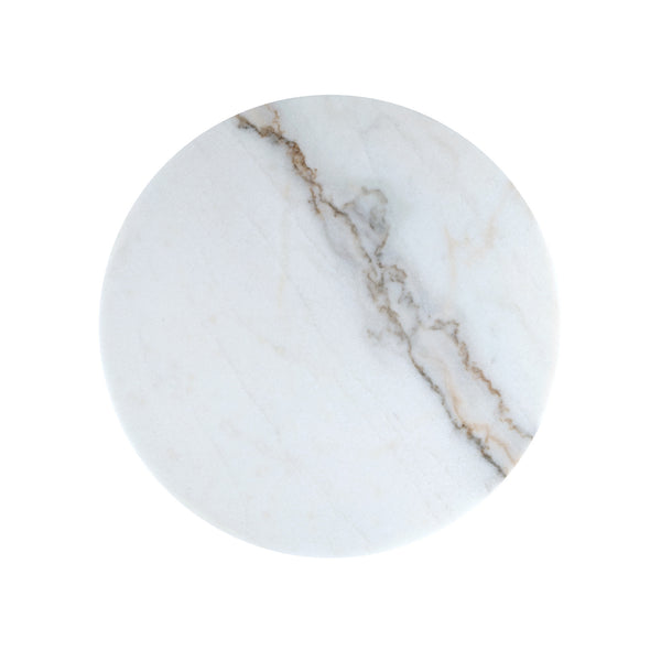 Homeroots Set Of Two 31" White And Silver Genuine Marble And Iron Round Nested Coffee Tables Silver  543850