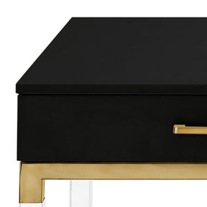 Homeroots 47" Black Gold And Clear Wood Acrylic And Steel Coffee Table Black,Gold  543853