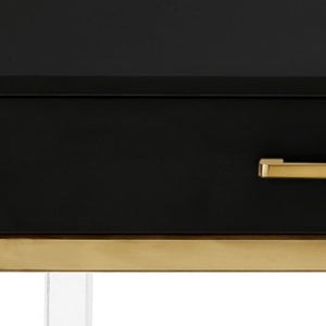 Homeroots 47" Black Gold And Clear Wood Acrylic And Steel Coffee Table Black,Gold  543853