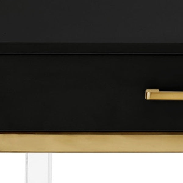 Homeroots 47" Black Gold And Clear Wood Acrylic And Steel Coffee Table Black,Gold  543853