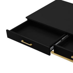 Homeroots 47" Black Gold And Clear Wood Acrylic And Steel Coffee Table Black,Gold  543853