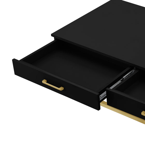 Homeroots 47" Black Gold And Clear Wood Acrylic And Steel Coffee Table Black,Gold  543853