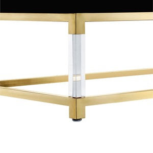 Homeroots 47" Black Gold And Clear Wood Acrylic And Steel Coffee Table Black,Gold  543853