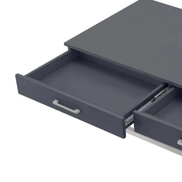 Homeroots 47" Dark Gray Silver And Clear Wood Acrylic And Steel Coffee Table Dark Grey,Chrome  543854