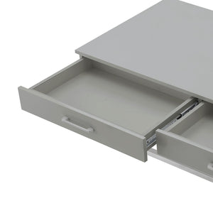 HomeRoots 47" Modern Light Gray Coffee Table with Silver Acrylic Frame & 2 Drawers for Stylish Storage Solutions 543855