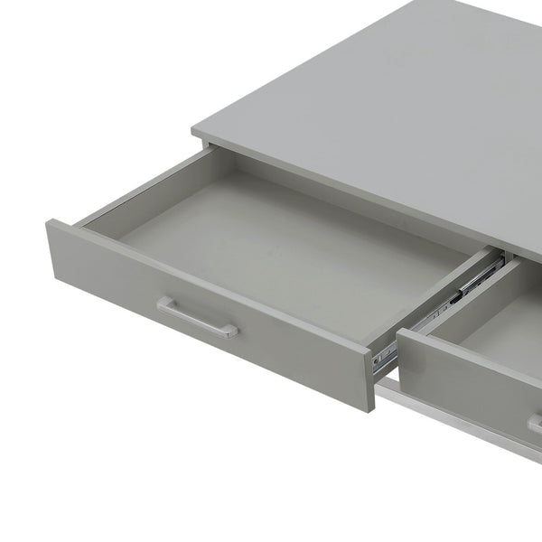 HomeRoots 47" Modern Light Gray Coffee Table with Silver Acrylic Frame & 2 Drawers for Stylish Storage Solutions 543855