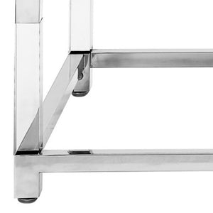 Homeroots 47" White Silver And Clear Wood Acrylic And Steel Coffee Table White,Chrome  543856
