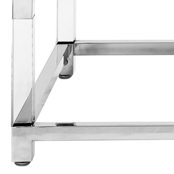 Homeroots 47" White Silver And Clear Wood Acrylic And Steel Coffee Table White,Chrome  543856