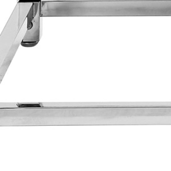 Homeroots 47" White Silver And Clear Wood Acrylic And Steel Coffee Table White,Chrome  543856