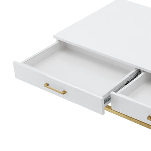 Homeroots 47" White Gold And Clear Wood Acrylic And Steel Coffee Table White,Gold  543857