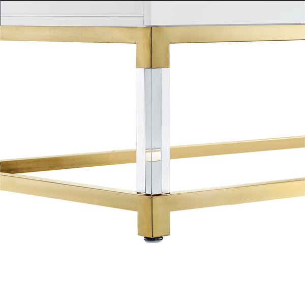 Homeroots 47" White Gold And Clear Wood Acrylic And Steel Coffee Table White,Gold  543857