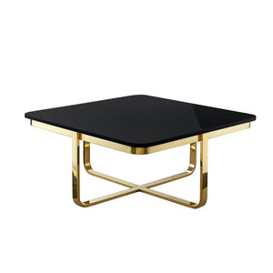Homeroots 35" Black And Gold Stainless Steel Square Coffee Table Black,Gold  543858