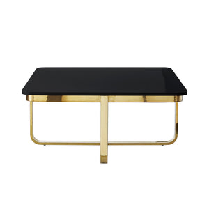 Homeroots 35" Black And Gold Stainless Steel Square Coffee Table Black,Gold  543858