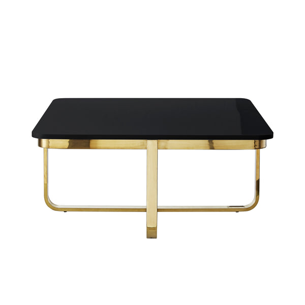 Homeroots 35" Black And Gold Stainless Steel Square Coffee Table Black,Gold  543858