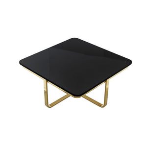 Homeroots 35" Black And Gold Stainless Steel Square Coffee Table Black,Gold  543858