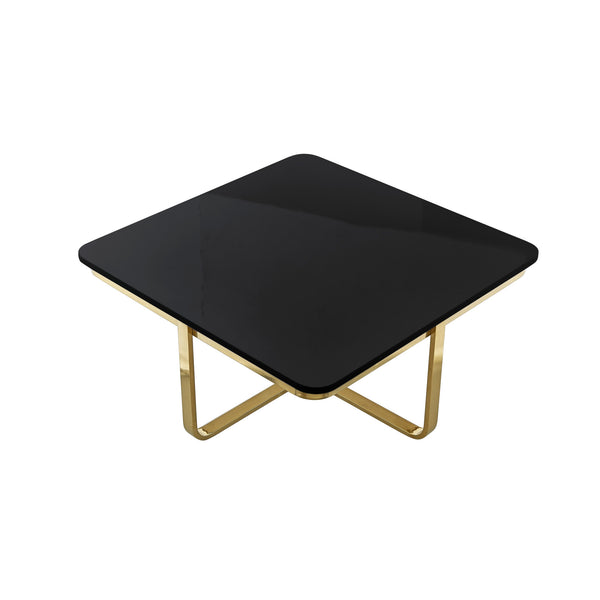 Homeroots 35" Black And Gold Stainless Steel Square Coffee Table Black,Gold  543858